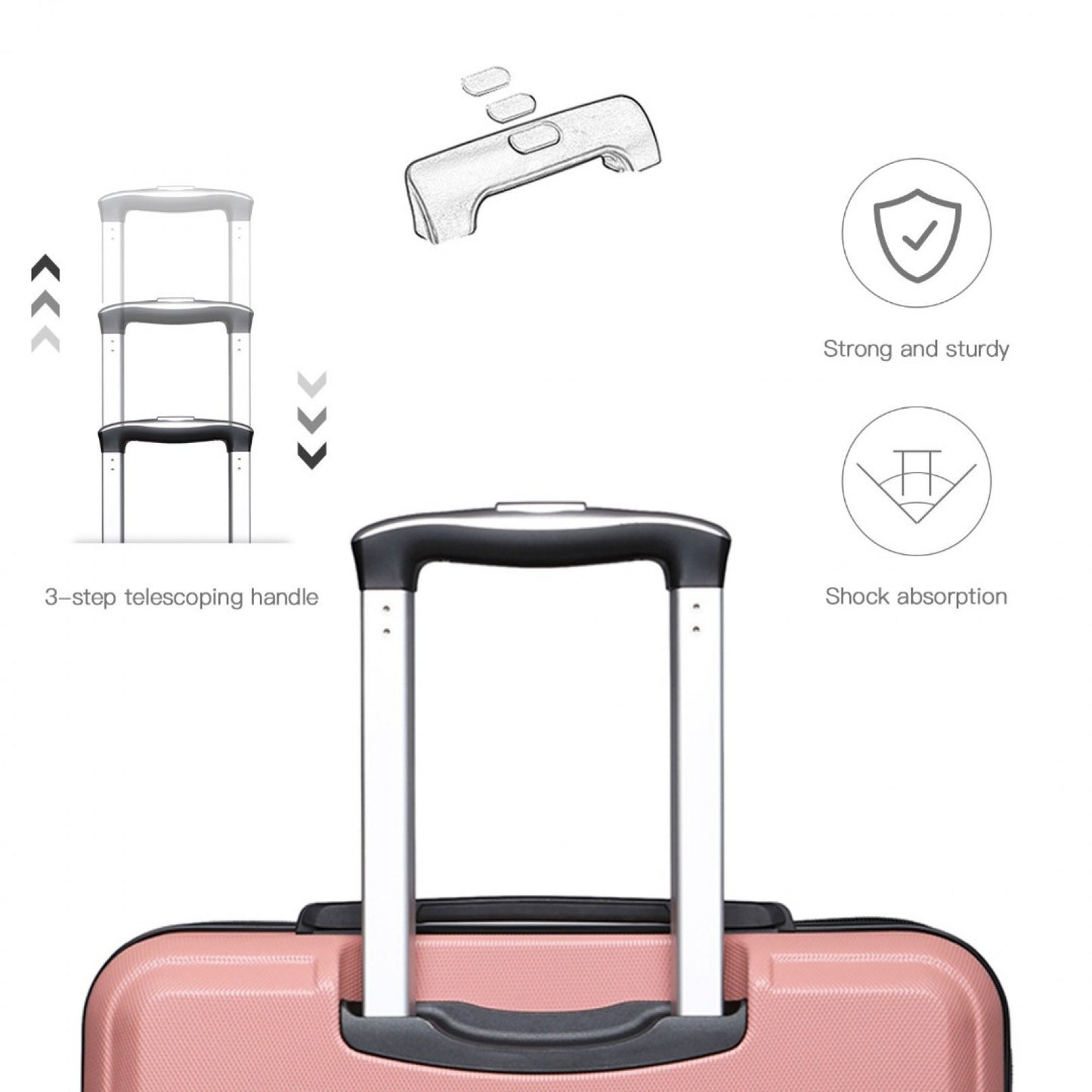 Kono ABS Sculpted Horizontal Design Cabin Luggage (K1871-1L) - Nude
