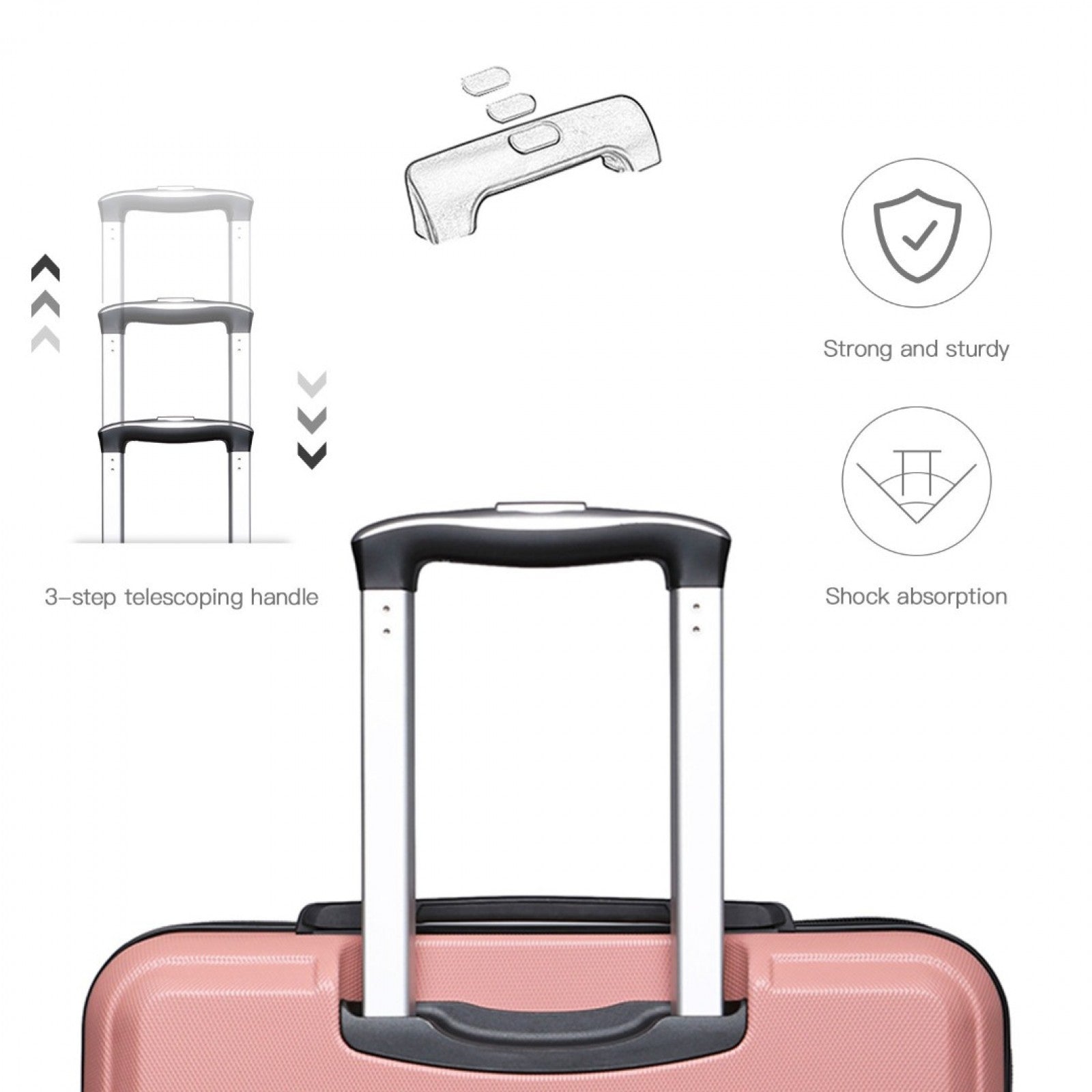 Kono ABS Sculpted Horizontal Design Cabin Luggage (K1871-1L) - Nude