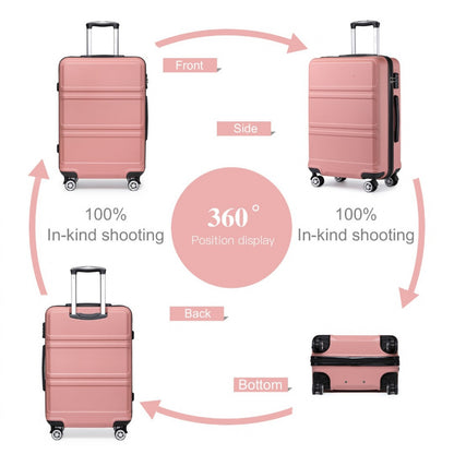 Kono ABS Sculpted Horizontal Design 3 Piece Suitcase Set (K1871-1L) - Nude