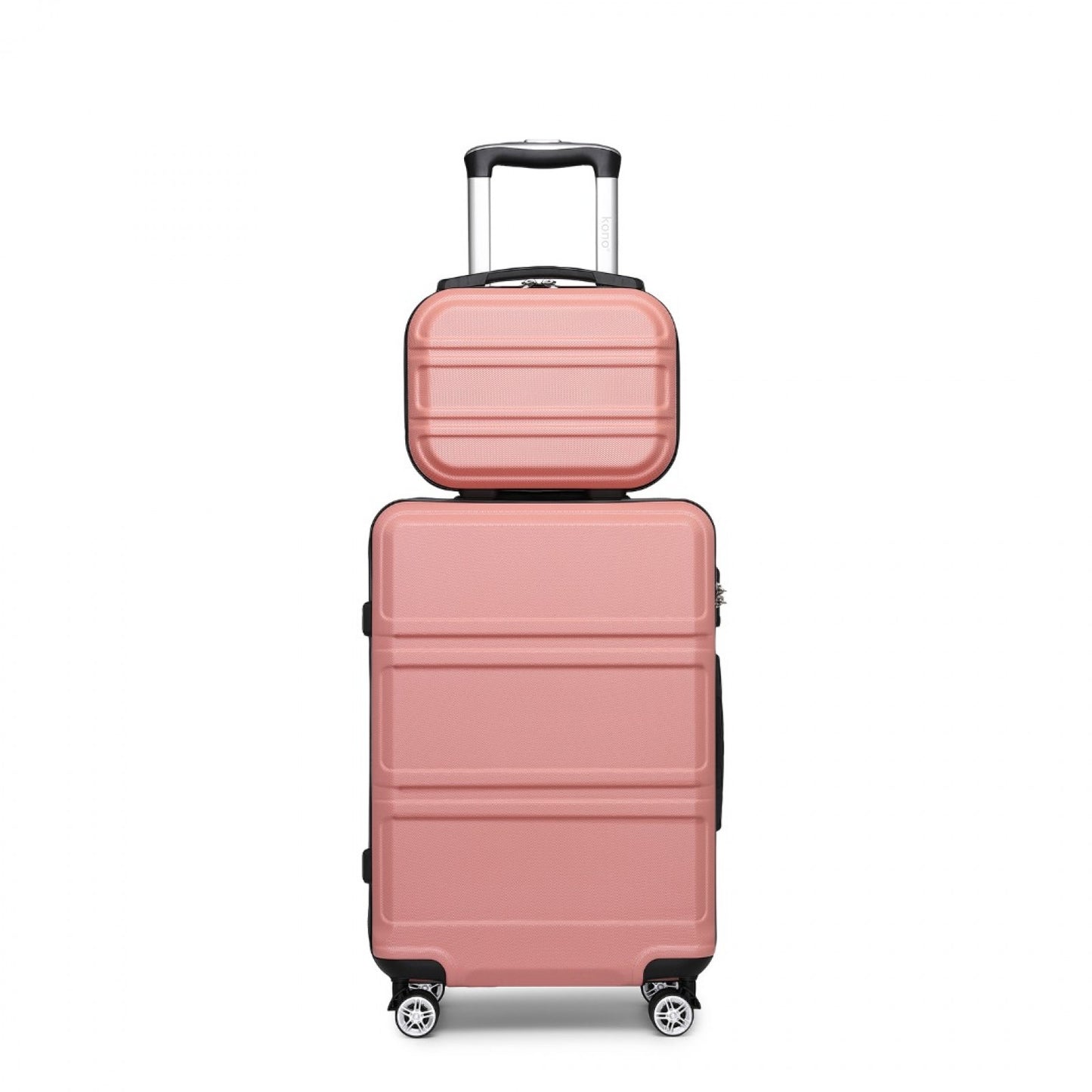 Kono ABS 4 Wheel Suitcase Set with Vanity Case (K1871-1L) - Nude