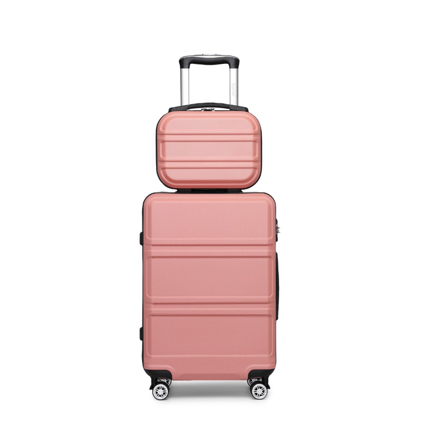 Kono ABS 4 Wheel Suitcase Set with Vanity Case (K1871-1L) - Nude