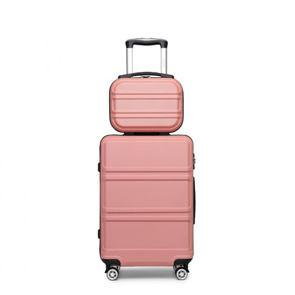 Kono ABS 4 Wheel Suitcase Set with Vanity Case (K1871-1L) - Nude