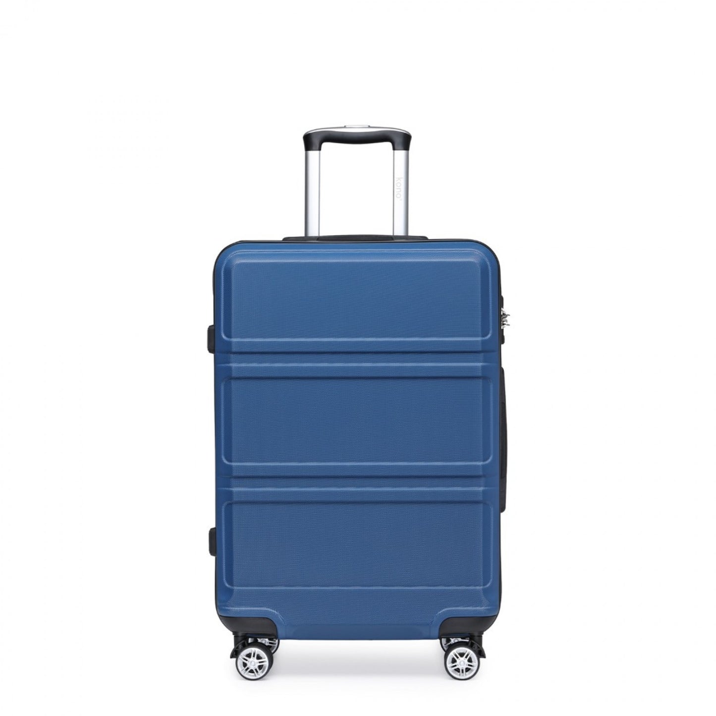 Kono ABS Sculpted Horizontal Design 3 Piece Suitcase Set (K1871-1L) - Navy Blue
