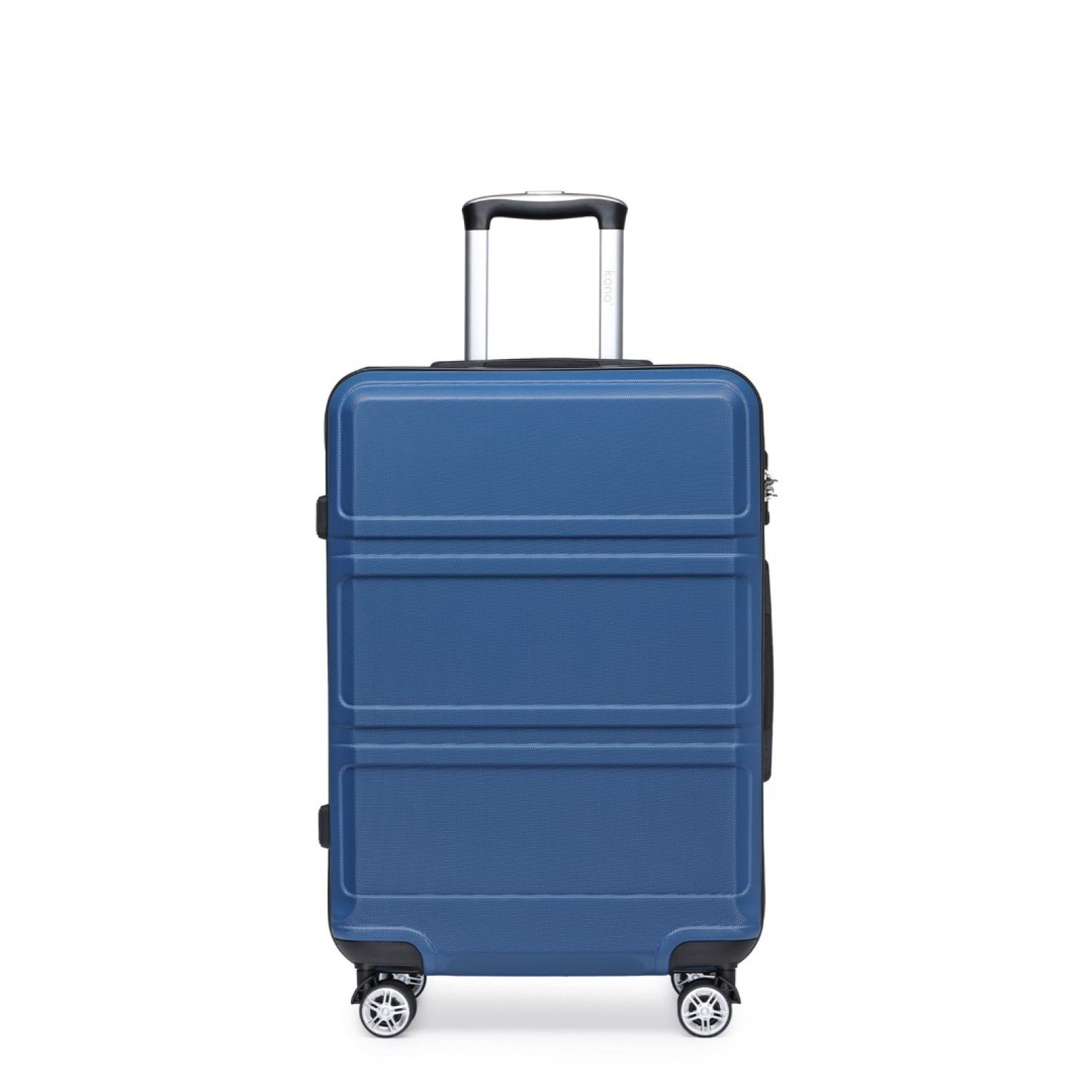 Kono ABS Sculpted Horizontal Design 3 Piece Suitcase Set (K1871-1L) - Navy Blue