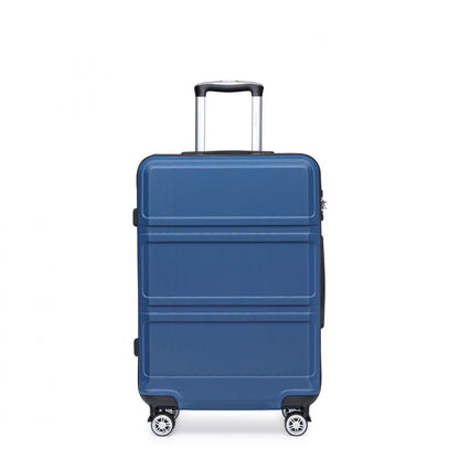 Kono ABS Sculpted Horizontal Design 3 Piece Suitcase Set (K1871-1L) - Navy Blue