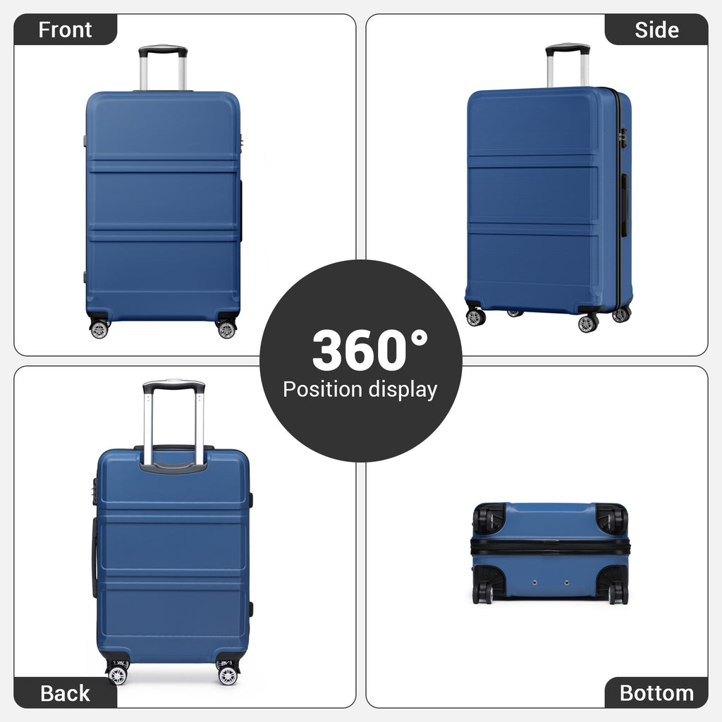 Extra Large Hard Shell Suitcase with Sculpted Horizontal Design & Telescopic Handle – Navy