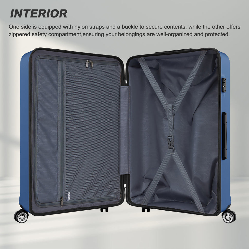 Extra Large Hard Shell Suitcase with Sculpted Horizontal Design & Telescopic Handle – Navy