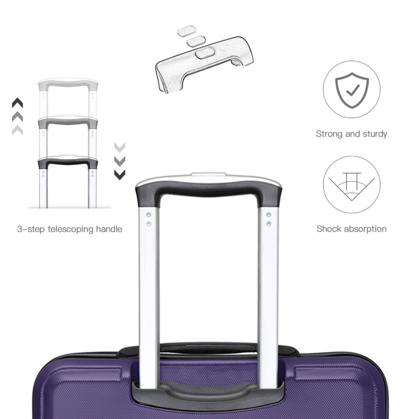 Kono ABS Sculpted Horizontal Design Cabin Luggage (K1871-1L) - Purple