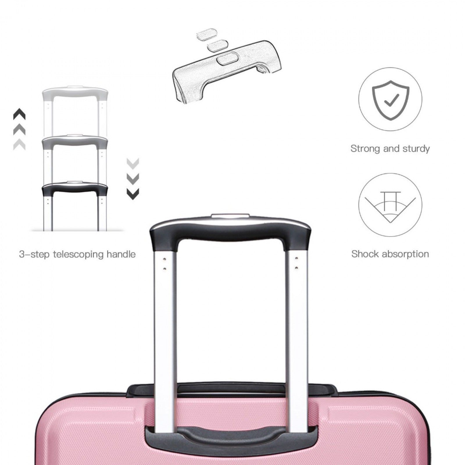 Kono ABS Sculpted Horizontal Design Cabin Luggage (K1871-1L) - Pink