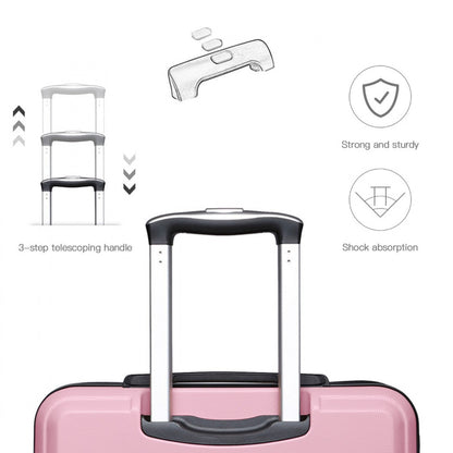 Kono ABS Sculpted Horizontal Design Cabin Luggage (K1871-1L) - Pink