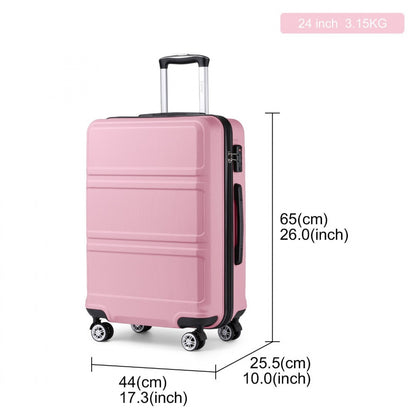 Kono ABS Sculpted Horizontal Design Cabin Luggage (K1871-1L) - Pink