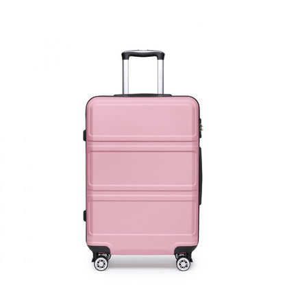 Kono ABS Sculpted Horizontal Design Cabin Luggage (K1871-1L) - Pink