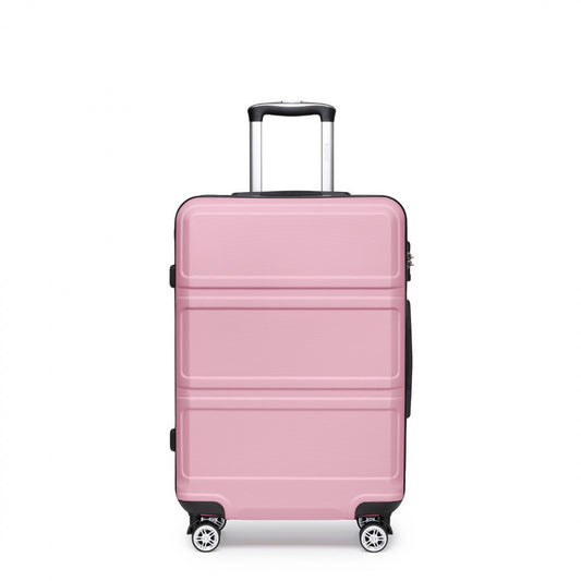 Kono ABS Sculpted Horizontal Design Cabin Luggage (K1871-1L) - Pink