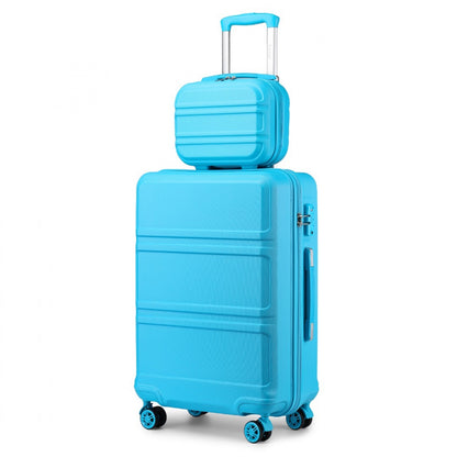 Kono ABS 4 Wheel Suitcase Set with Vanity Case (K1871-1L) - Blue