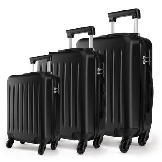 Kono 19-24-28 Inch ABS Hard Shell Luggage 4 Wheel Spinner Suitcase Set (K1872L) - Black