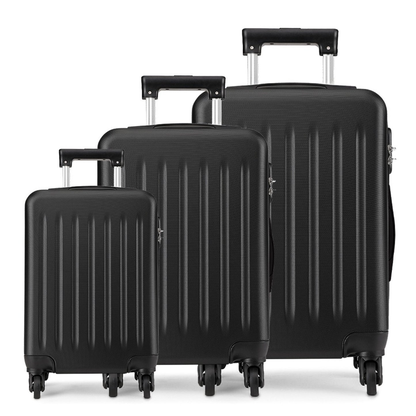 Kono 19-24-28 Inch ABS Hard Shell Luggage 4 Wheel Spinner Suitcase Set (K1872L) - Black