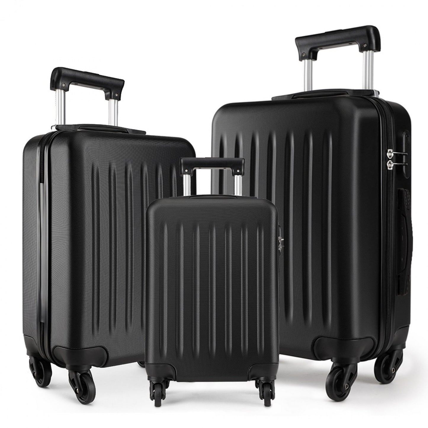 Kono 19-24-28 Inch ABS Hard Shell Luggage 4 Wheel Spinner Suitcase Set (K1872L) - Black