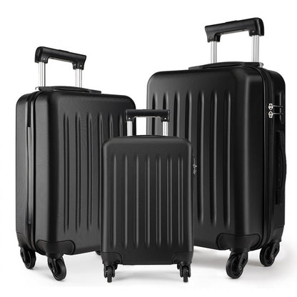 Kono 19-24-28 Inch ABS Hard Shell Luggage 4 Wheel Spinner Suitcase Set (K1872L) - Black