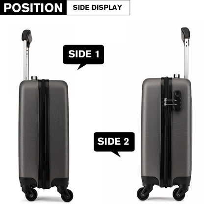 Kono ABS Hard Shell Luggage 4 Wheel Spinner Suitcase (K1872L) - Grey