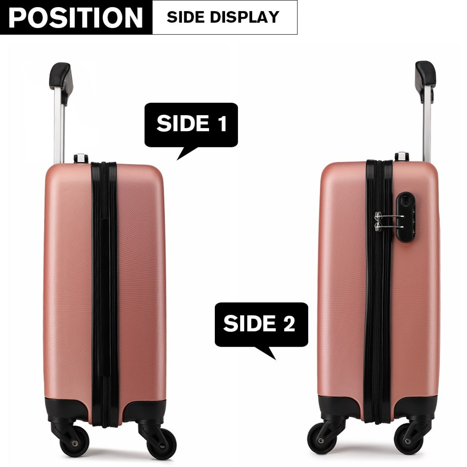 Kono ABS Hard Shell Luggage 4 Wheel Spinner Suitcase (K1872L) - Nude