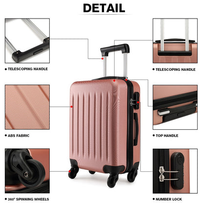 Kono ABS Hard Shell Luggage 4 Wheel Spinner Suitcase (K1872L) - Nude