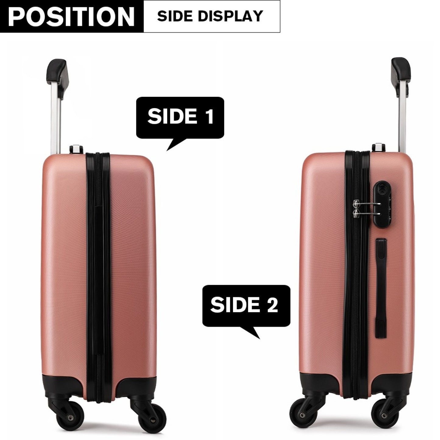 Kono ABS Hard Shell Luggage 4 Wheel Spinner Suitcase (K1872L) - Nude