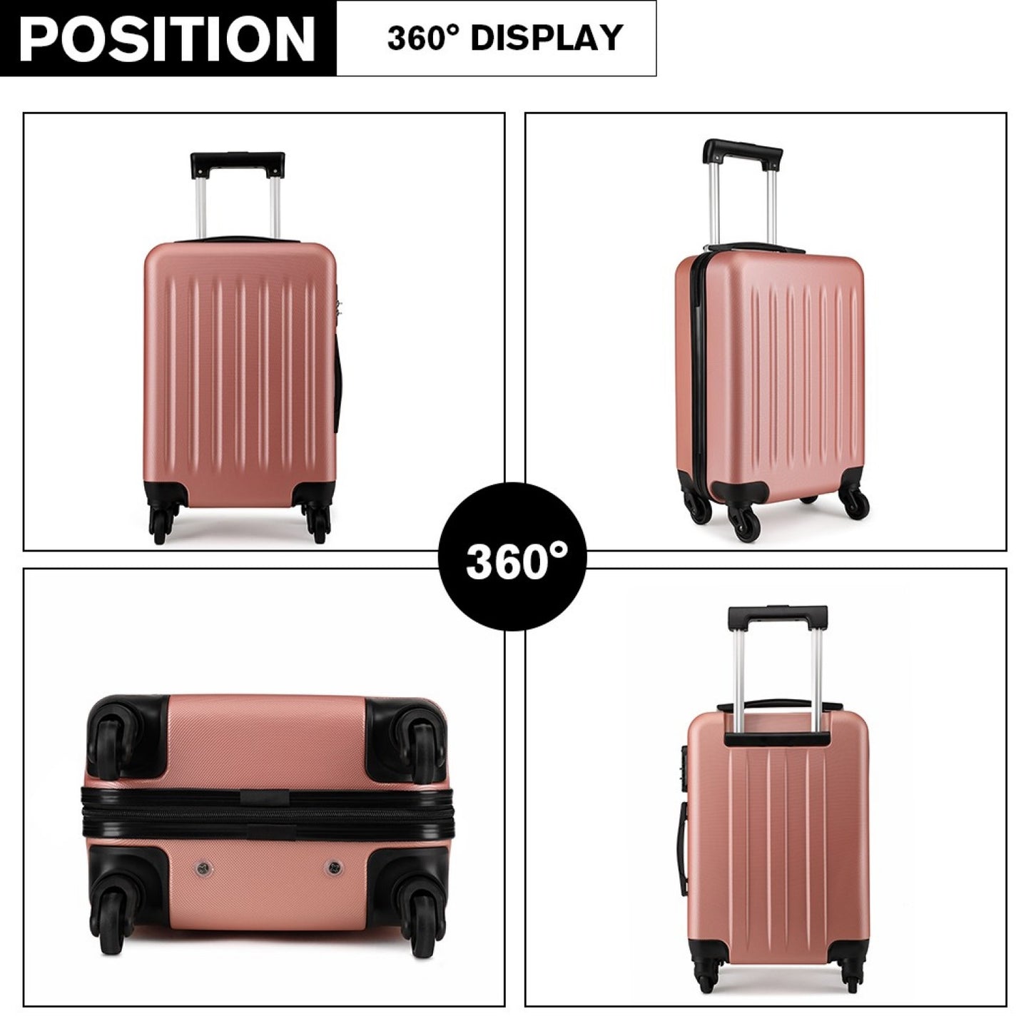 Kono ABS Hard Shell Luggage 4 Wheel Spinner Suitcase (K1872L) - Nude