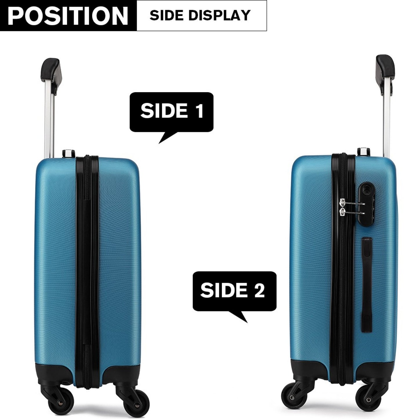 Kono ABS Hard Shell Luggage 4 Wheel Spinner Suitcase (K1872L) - Navy
