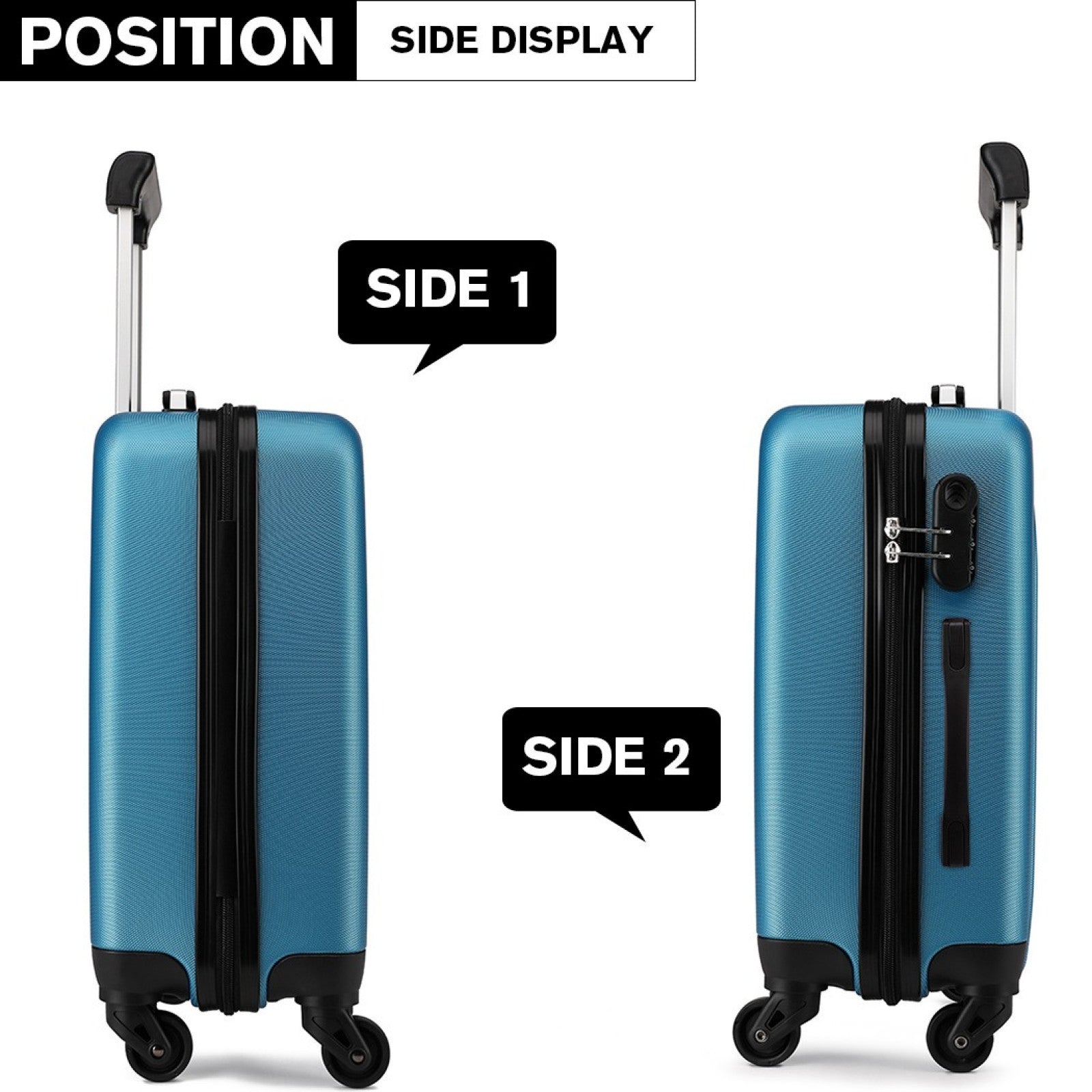 Kono ABS Hard Shell Luggage 4 Wheel Spinner Suitcase (K1872L) - Navy