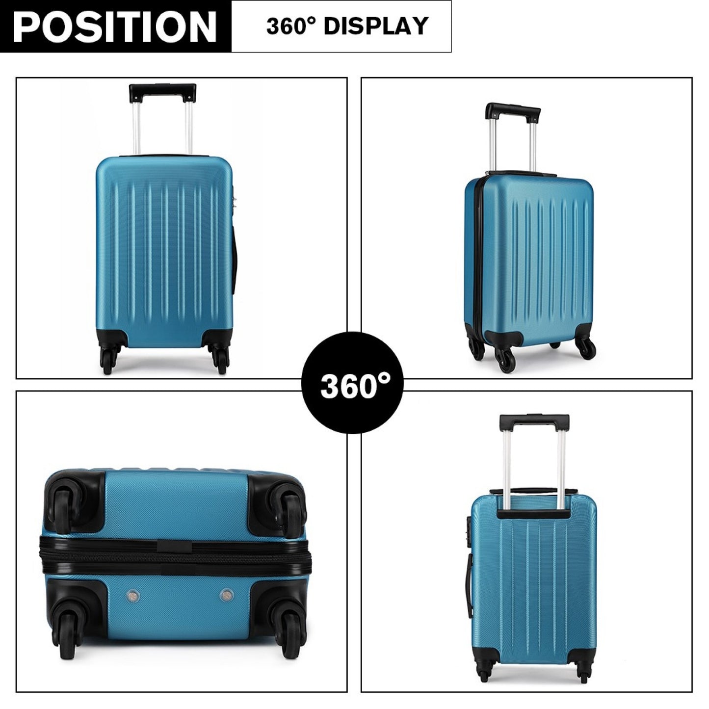 Kono ABS Hard Shell Luggage 4 Wheel Spinner Suitcase (K1872L) - Navy