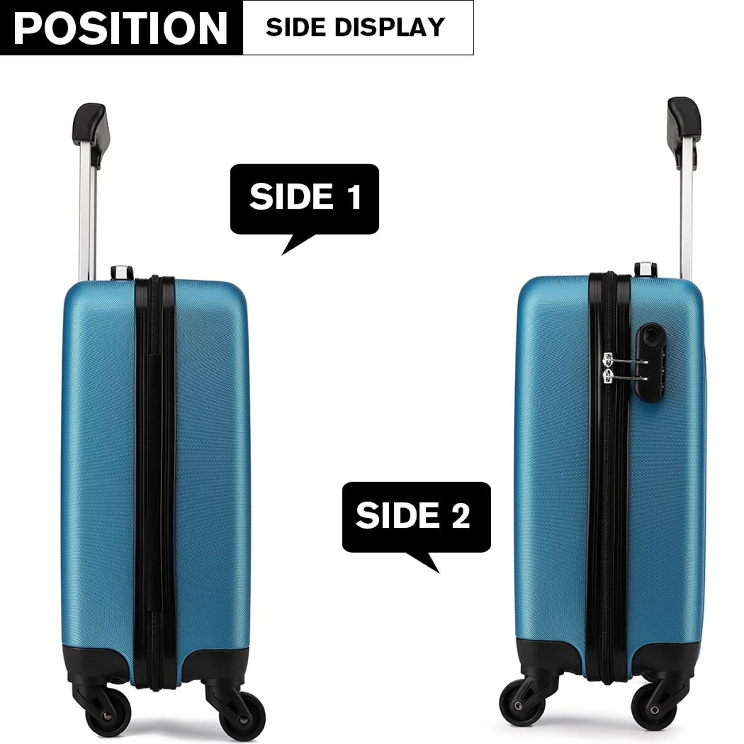 Kono ABS Hard Shell Luggage 4 Wheel Spinner Suitcase (K1872L) - Navy