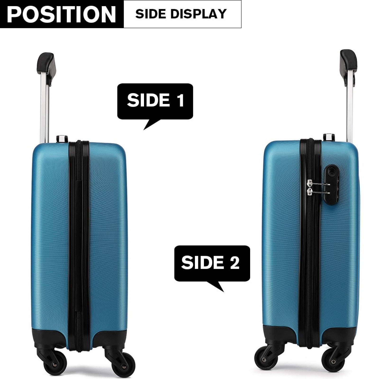 Kono ABS Hard Shell Luggage 4 Wheel Spinner Suitcase (K1872L) - Navy