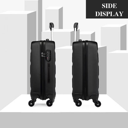 Kono Horizontal Design ABS Hard Shell Suitcase With TSA Lock (K1991-1L) - Black