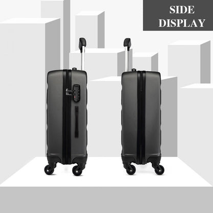 Kono Horizontal Design ABS Hard Shell Suitcase With TSA Lock (K1991-1L) - Grey