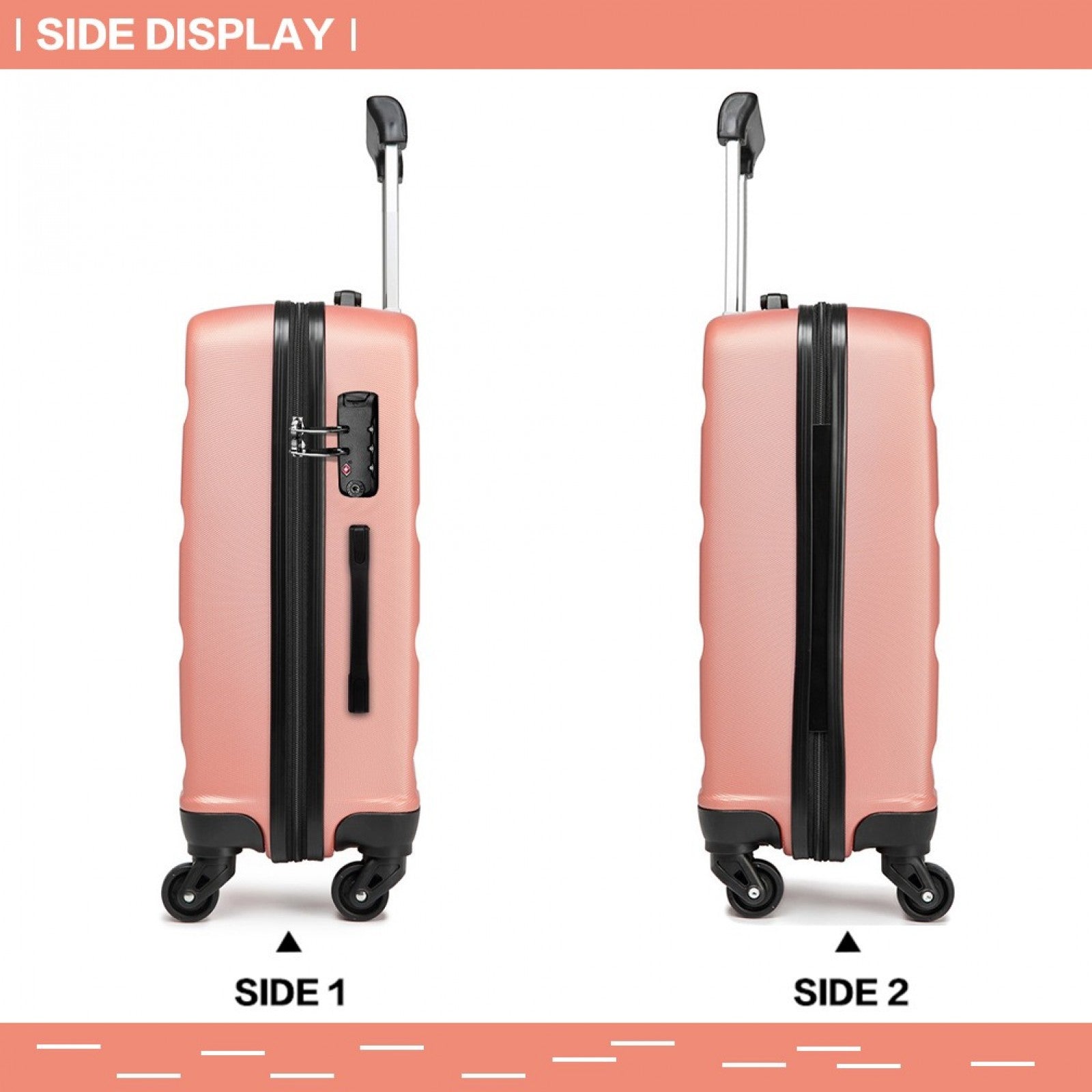 Kono Horizontal Design ABS Hard Shell Suitcase With TSA Lock (K1991-1L) - Nude