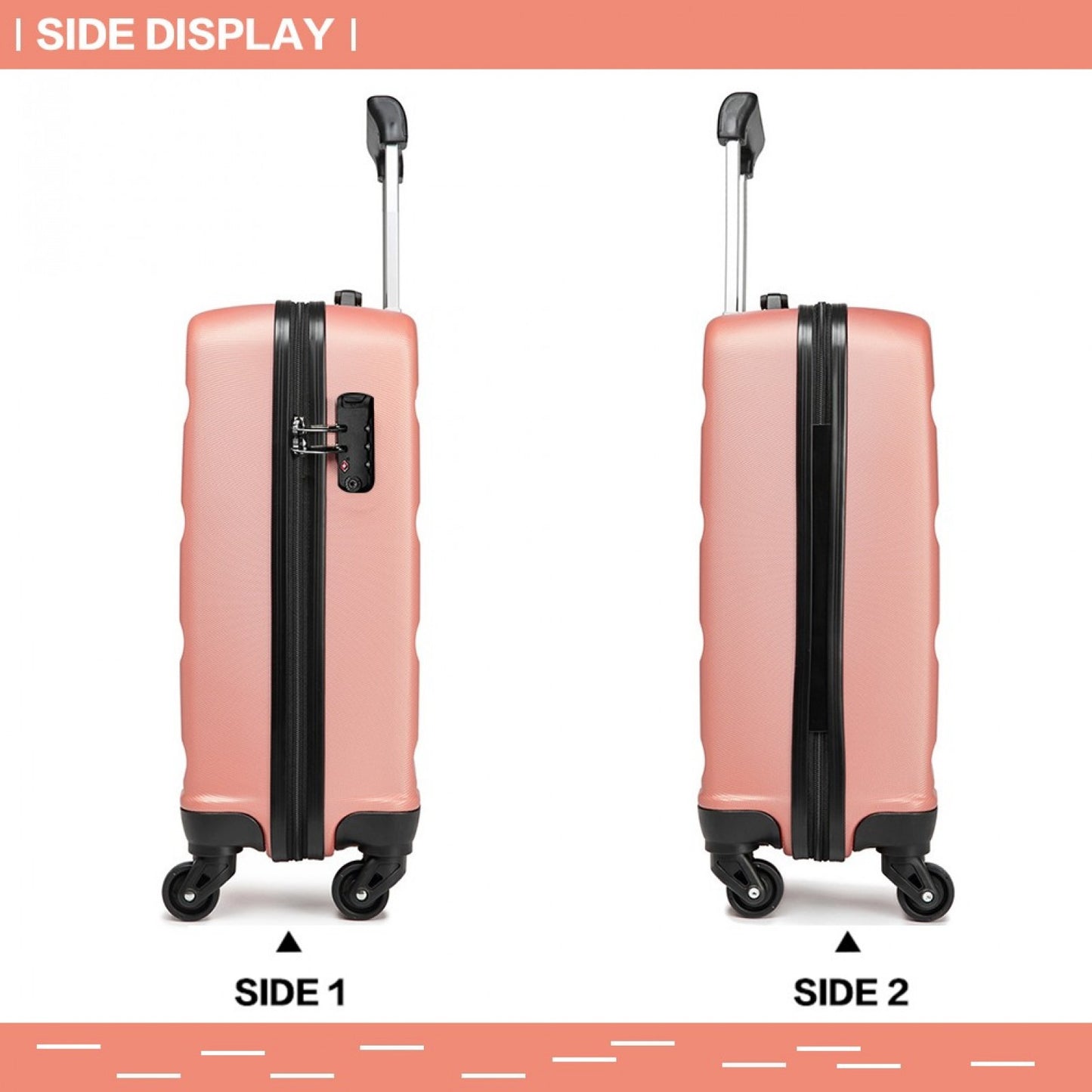 Kono Horizontal Design ABS Hard Shell Suitcase With TSA Lock (K1991-1L) - Nude