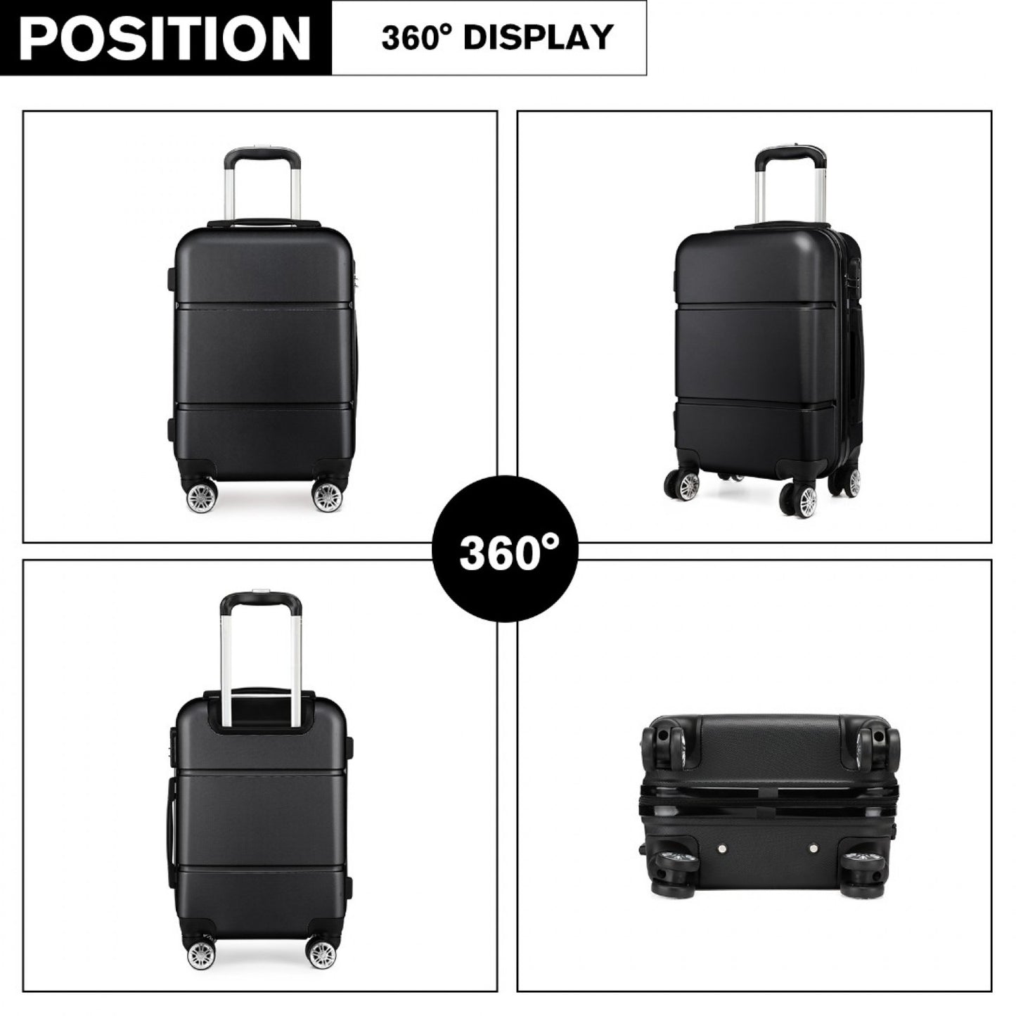 Kono Hard Shell ABS Suitcase (K1995L) - Black