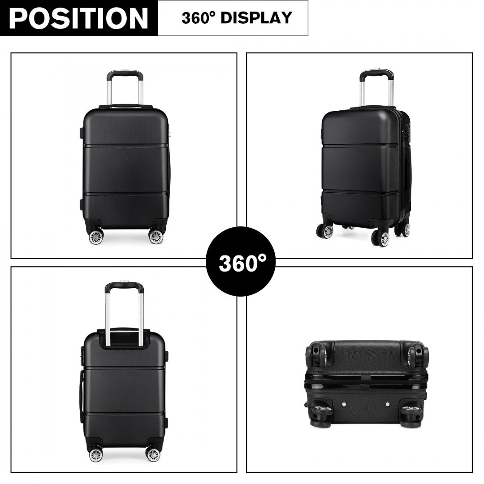 Kono Hard Shell ABS Suitcase (K1995L) - Black