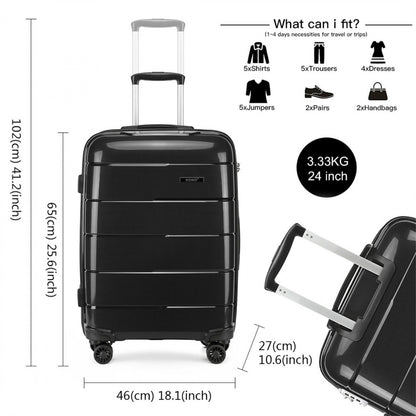 Kono Hard Shell PP Suitcase (K1997L) - Black