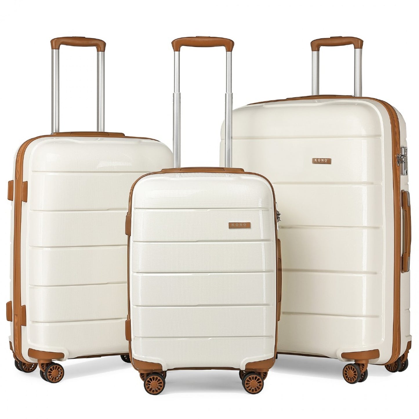 Kono 20-24-28” Hard Shell PP Suitcase Set (K1997L) - Cream