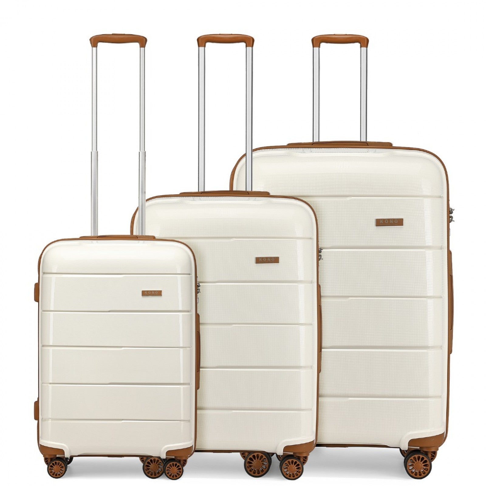 Kono 20-24-28” Hard Shell PP Suitcase Set (K1997L) - Cream