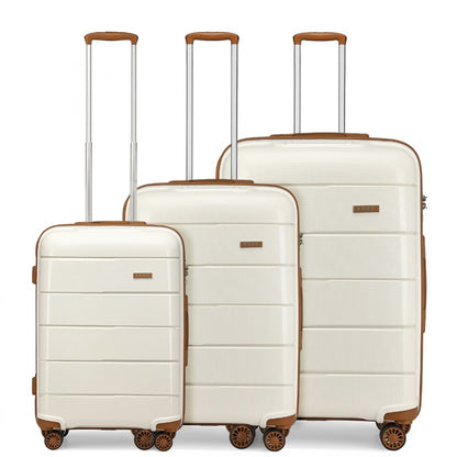 Kono 20-24-28” Hard Shell PP Suitcase Set (K1997L) - Cream