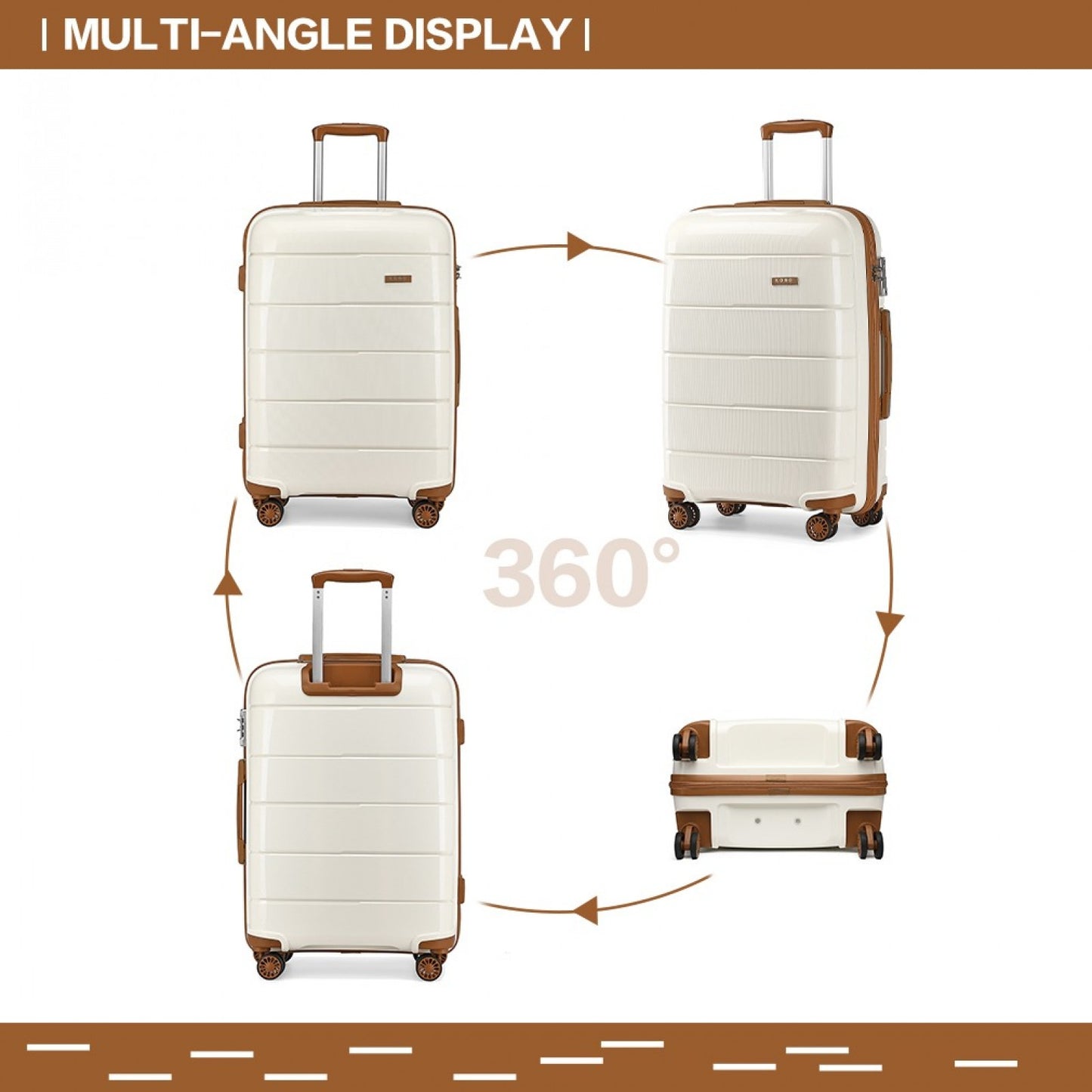 Kono Hard Shell PP Suitcase (K1997L) - Cream