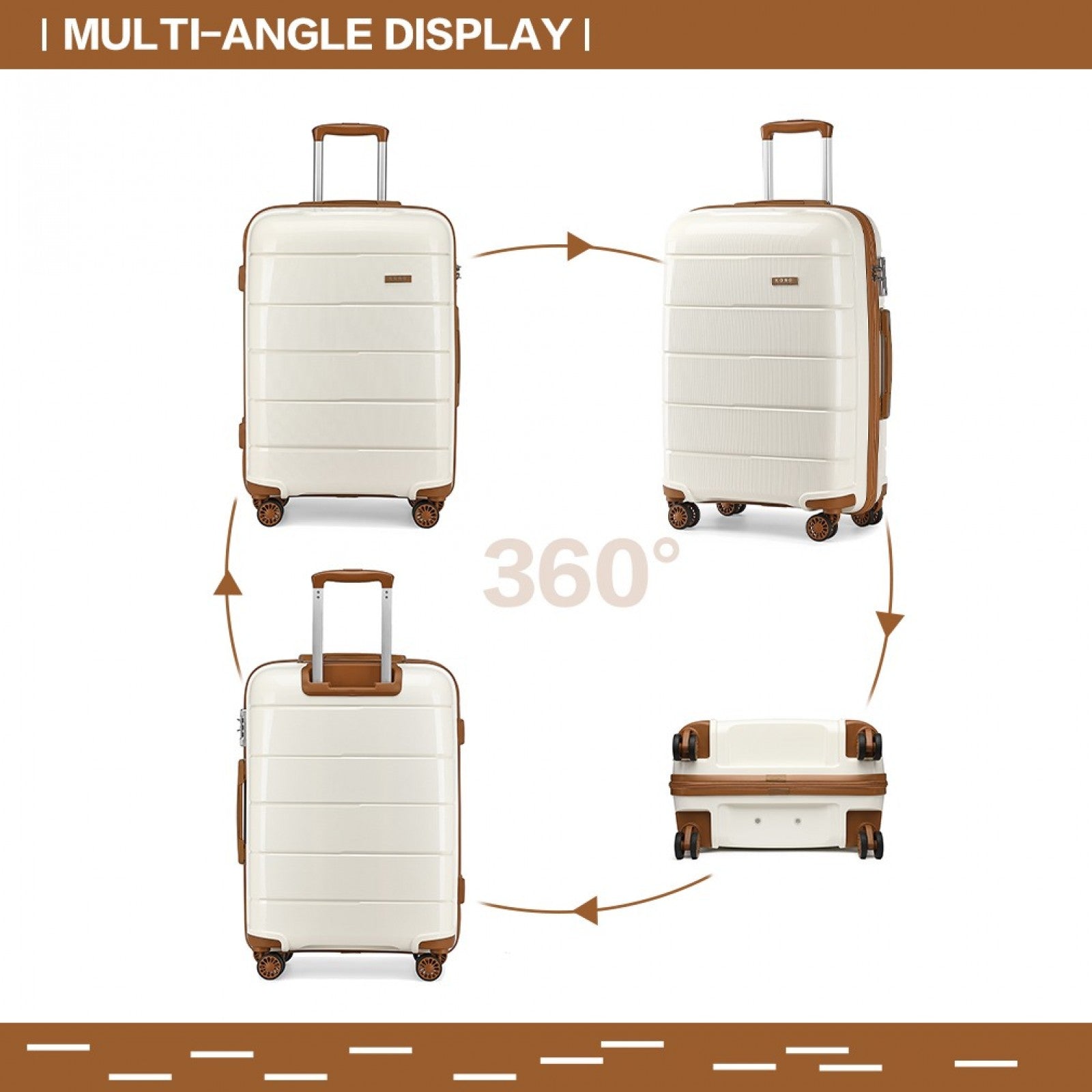 Kono Hard Shell PP Suitcase (K1997L) - Cream