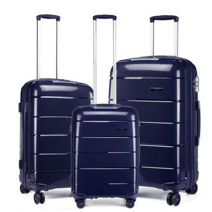 Kono 20-24-28” Hard Shell PP Suitcase Set (K1997L) - Navy