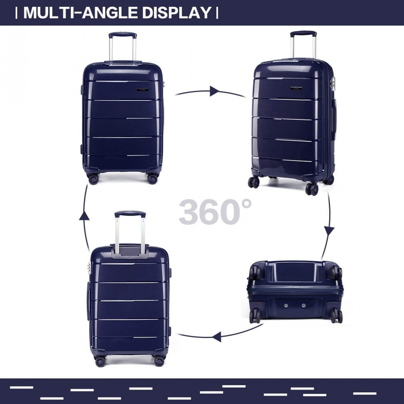 Kono Hard Shell PP Suitcase (K1997L) - Navy