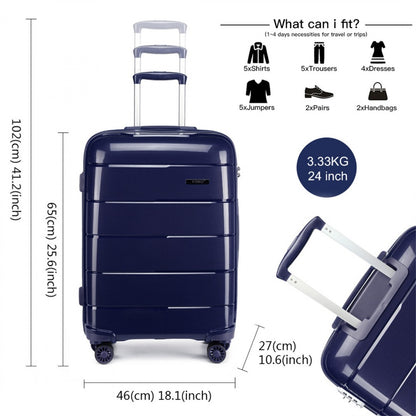 Kono Hard Shell PP Suitcase (K1997L) - Navy