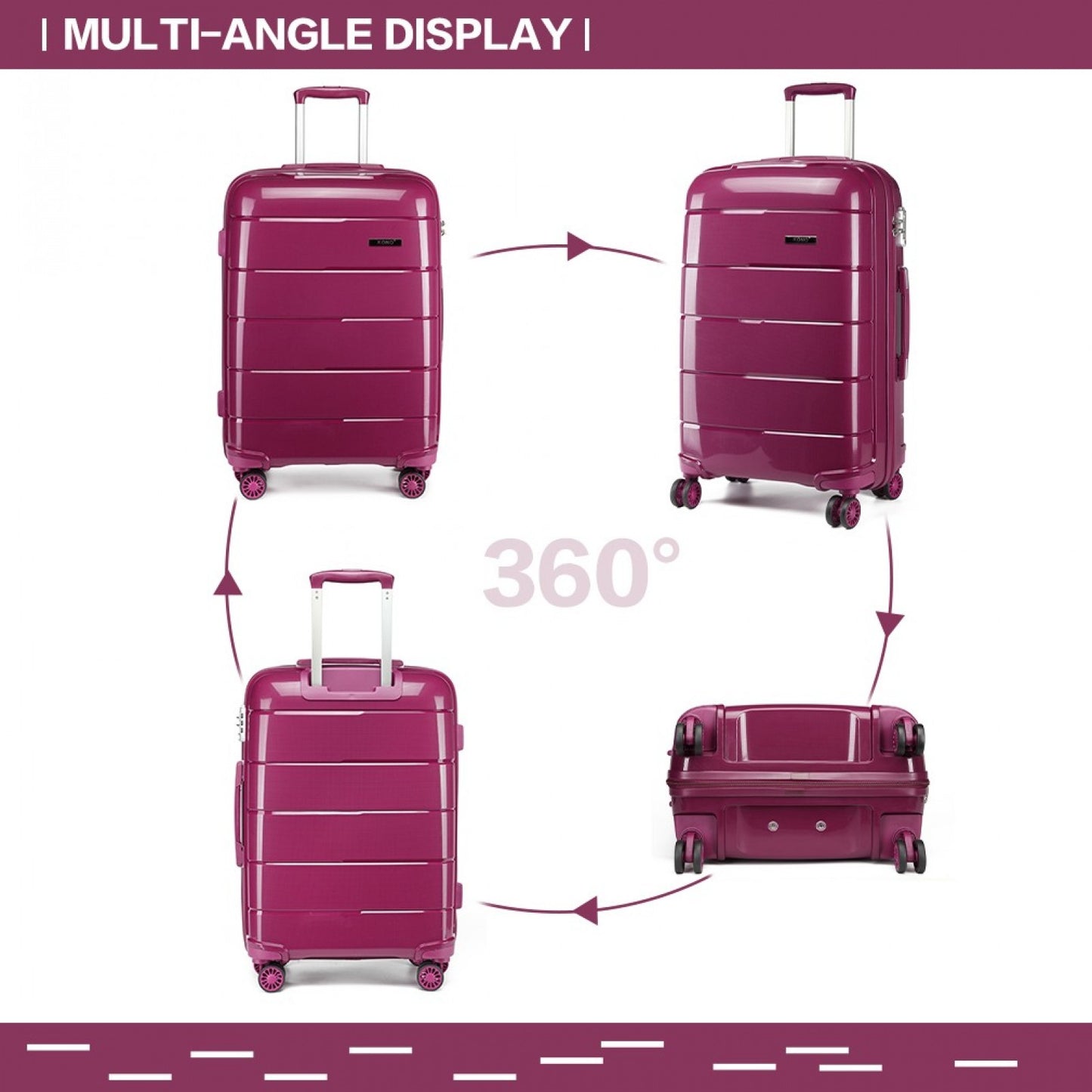 Kono Hard Shell PP Suitcase (K1997L) - Purple