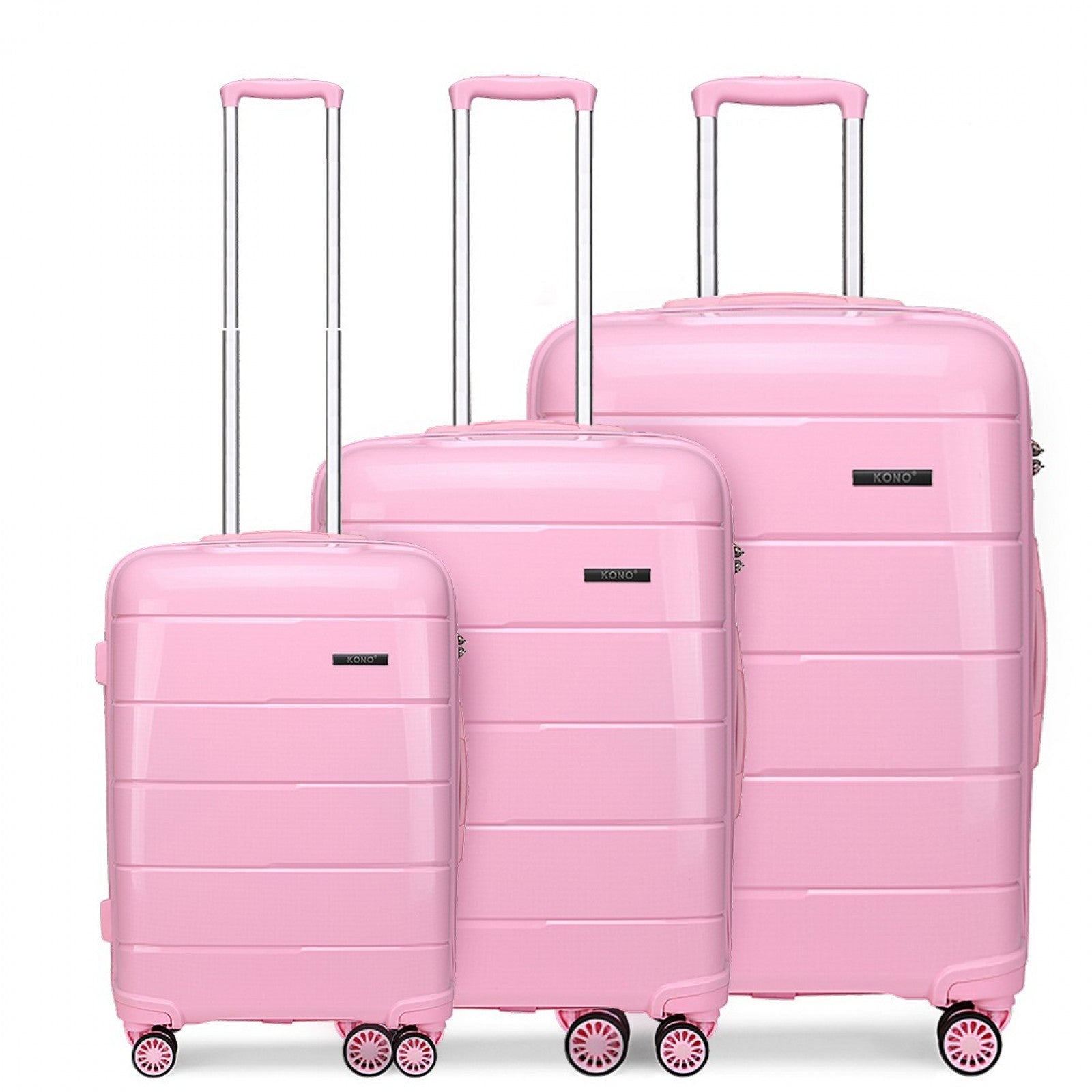 Kono 20-24-28” Hard Shell PP Suitcase Set (K1997L) - Pink