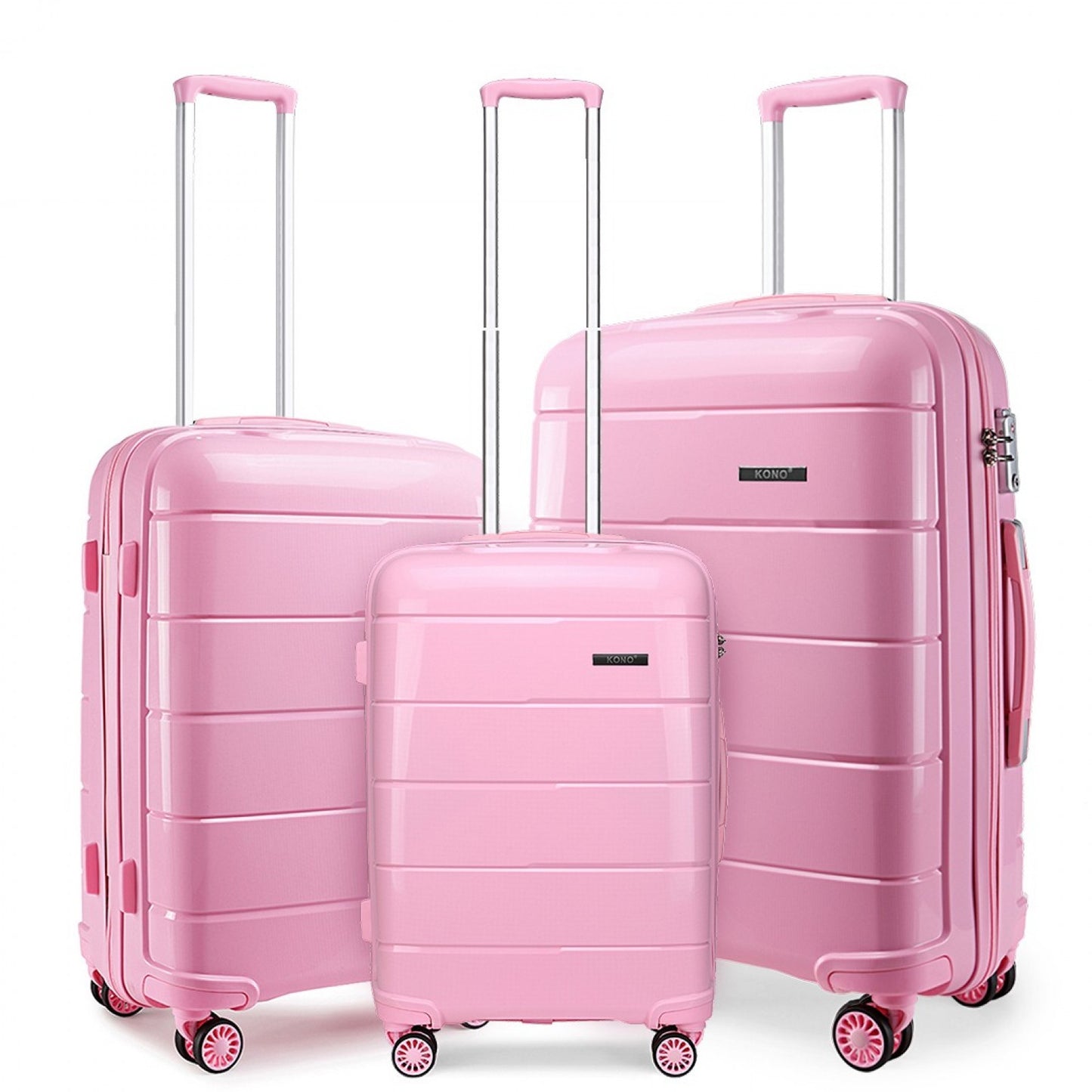 Kono 20-24-28” Hard Shell PP Suitcase Set (K1997L) - Pink